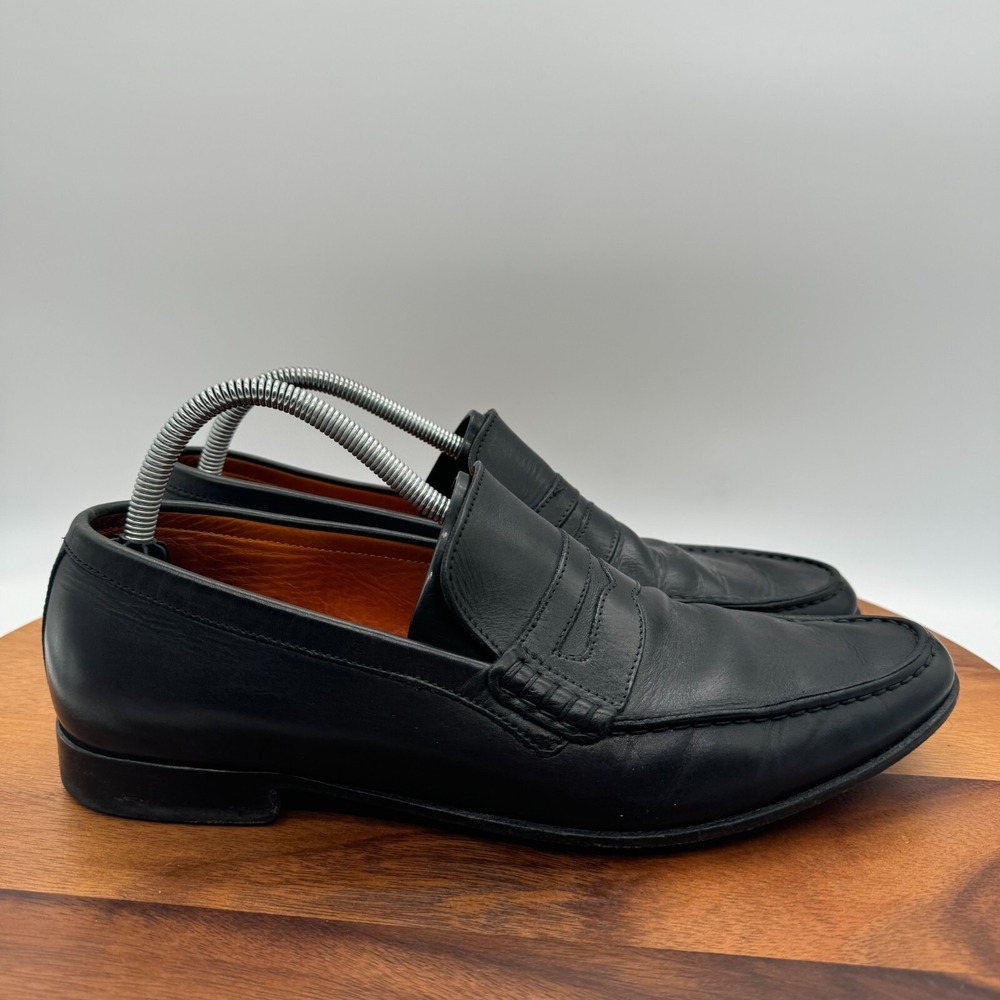 Bergdorf Goodman Shoes Mens 10 EU43 Designer Black Penny Loafers Dress Casual